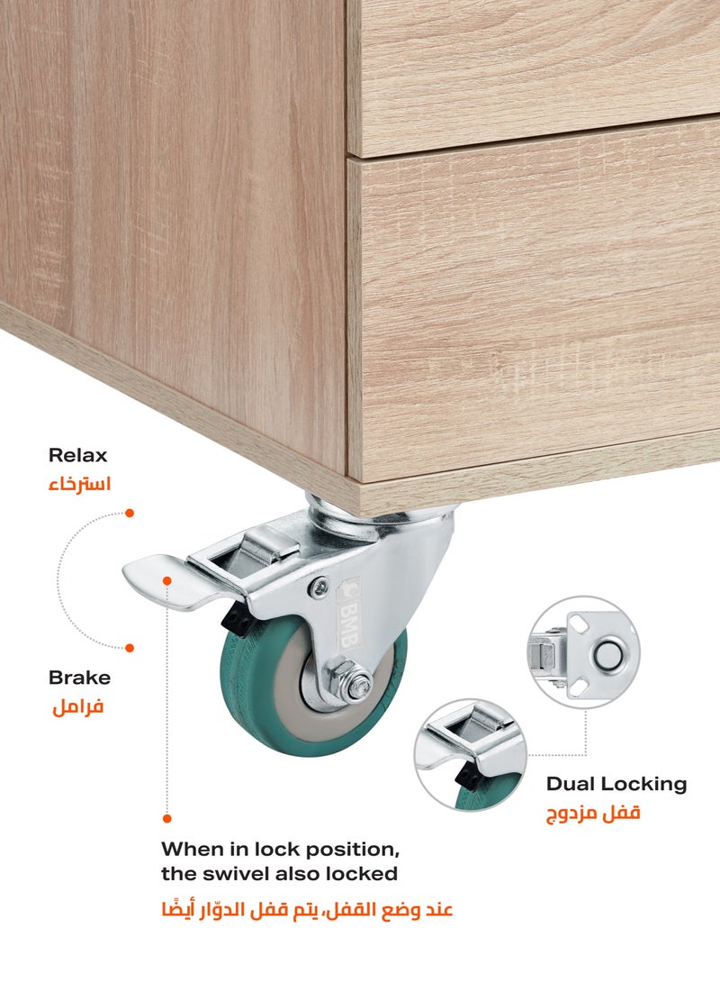BMB tools 4-Piece Rubber Caster - Plate - Swivel with Brake / 50mm - Image 3